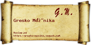 Gresko Mónika névjegykártya
